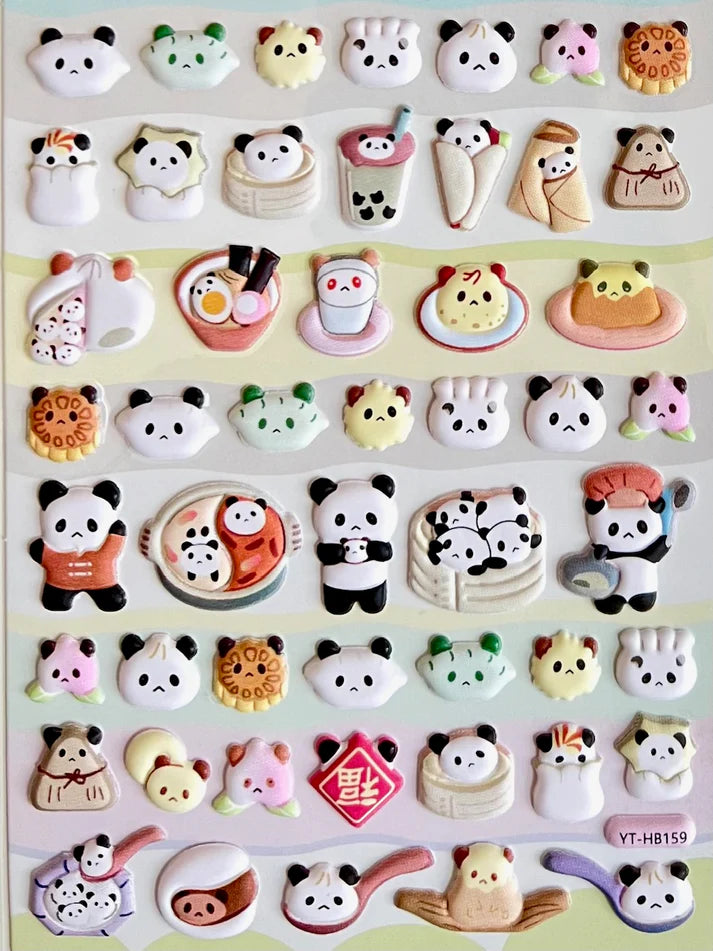 Stickers Panda Food Puffy