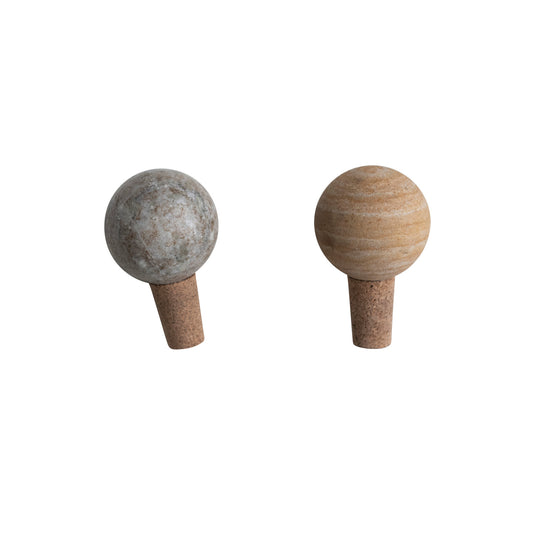 Marble & Cork Bottle Stopper, 2 Colors (Sold individually)