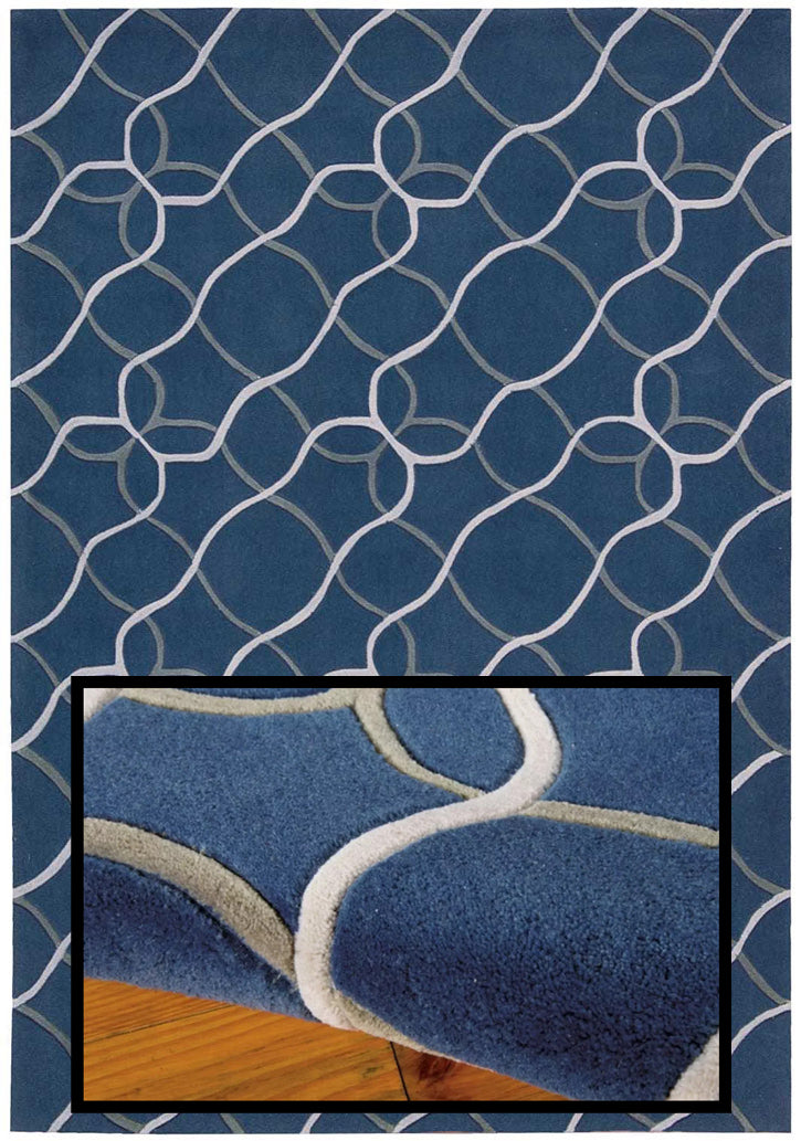Contour Hand Tufted Wool Rug Blue 5' X 8'