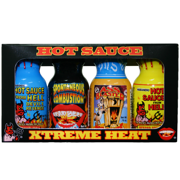 Barbecue Hot Sauce Set Mini Bottles Xtreme 4-pack