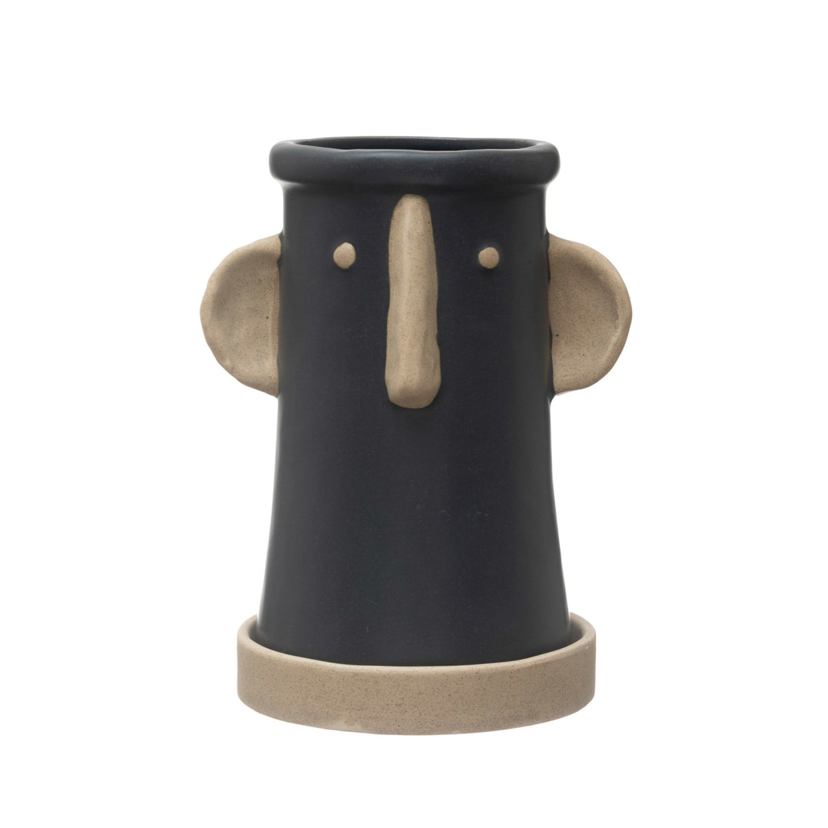 Stoneware Face Planter w/ Saucer (Set of 2)