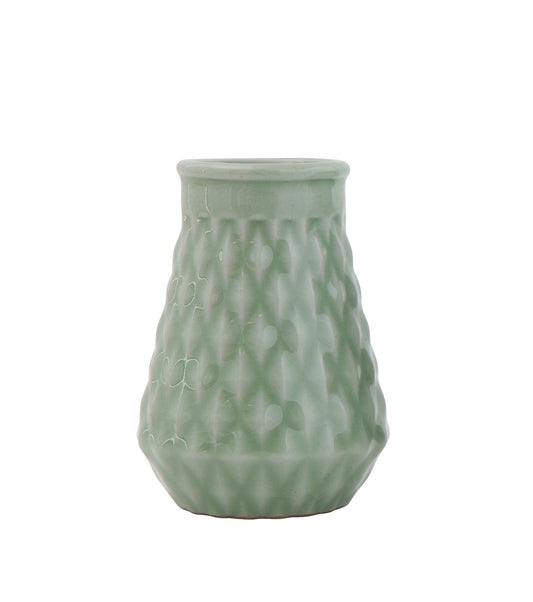 Vase Stoneware Crackle Glaze Jade Tapered