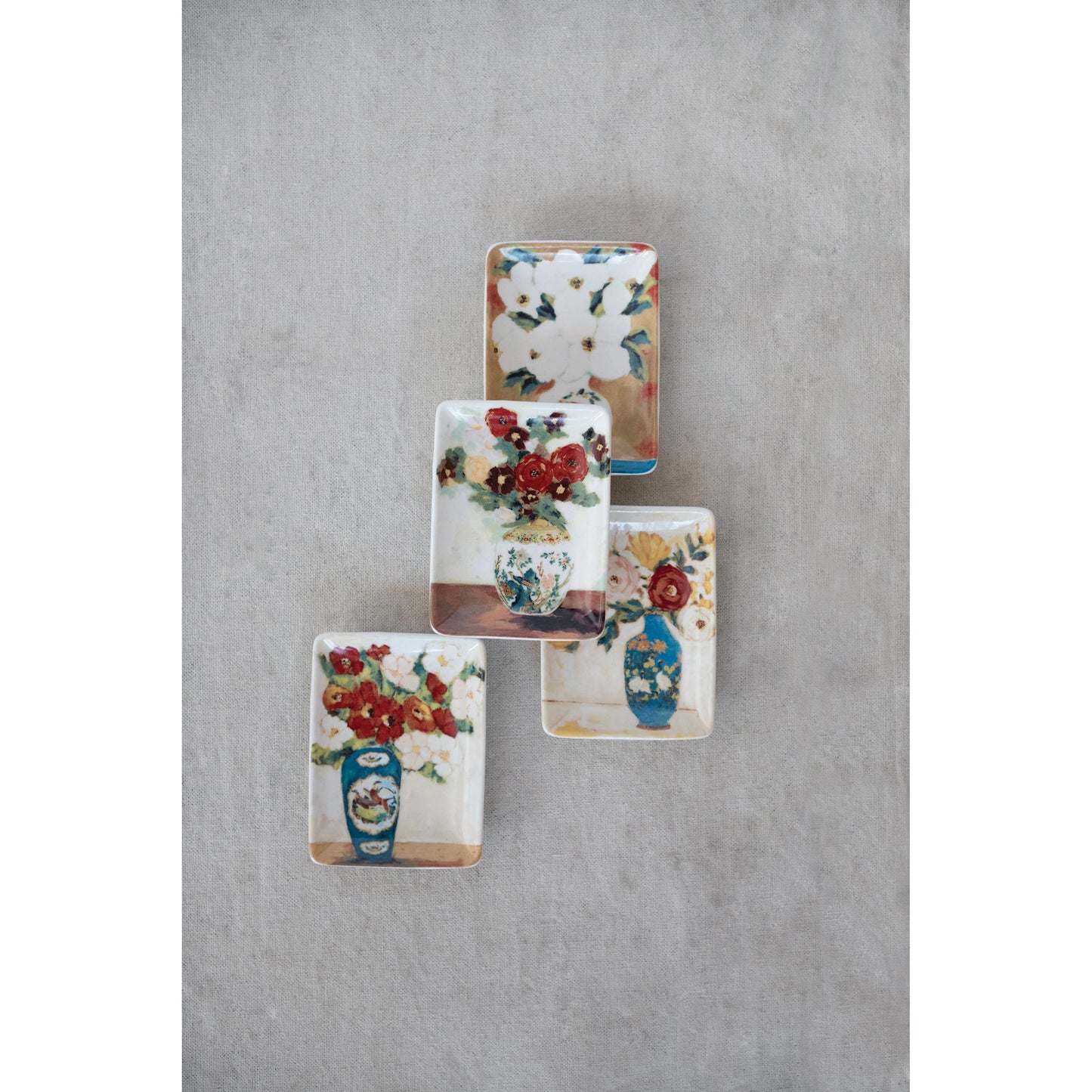 Decorative Stoneware Dish Flowers & Vase 4 Styles 3" x 4" (Sold Individually)