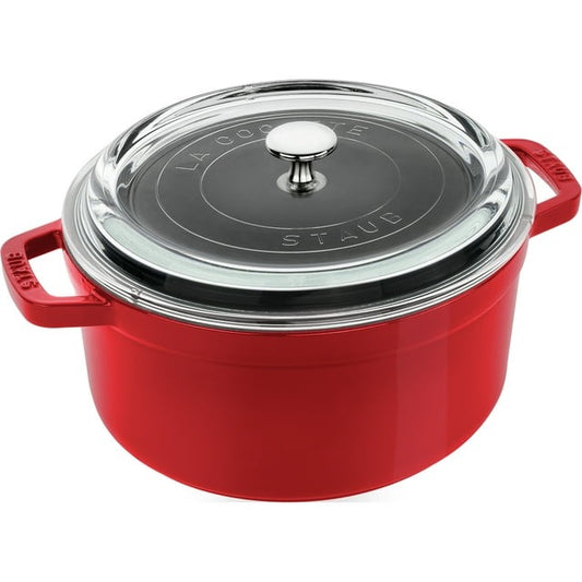 Cookware - Staub Cocotte w/ Glass Lid 4qt Cherry Red