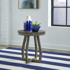 Hayden Way Gray Wash Finish Round Chairside Table Limited Availability