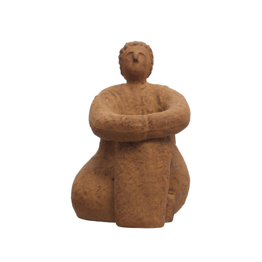Decor Sculpture Woman Sitting Stoneware Reactive Glaze