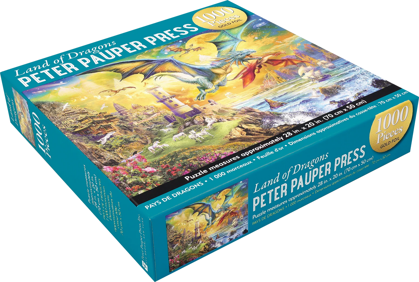 Puzzle 1000 Piece Land of Dragons with Gold Foil Highlights