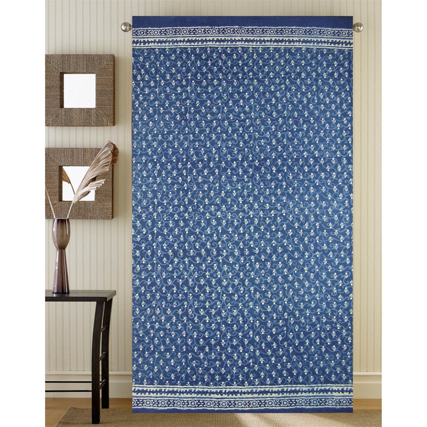 Window Panel Indigo Dabu Floral