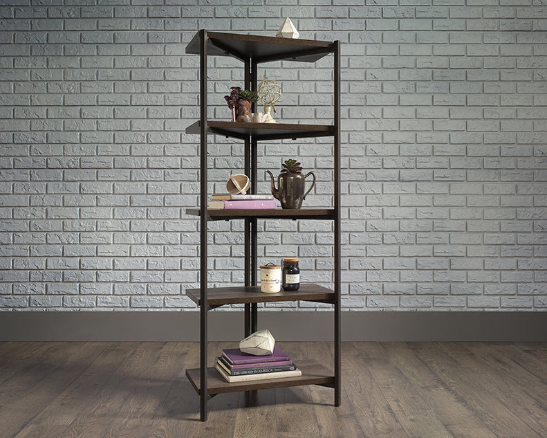 North Avenue Bookcase Corner Five Shelf Smoked Oak Finish