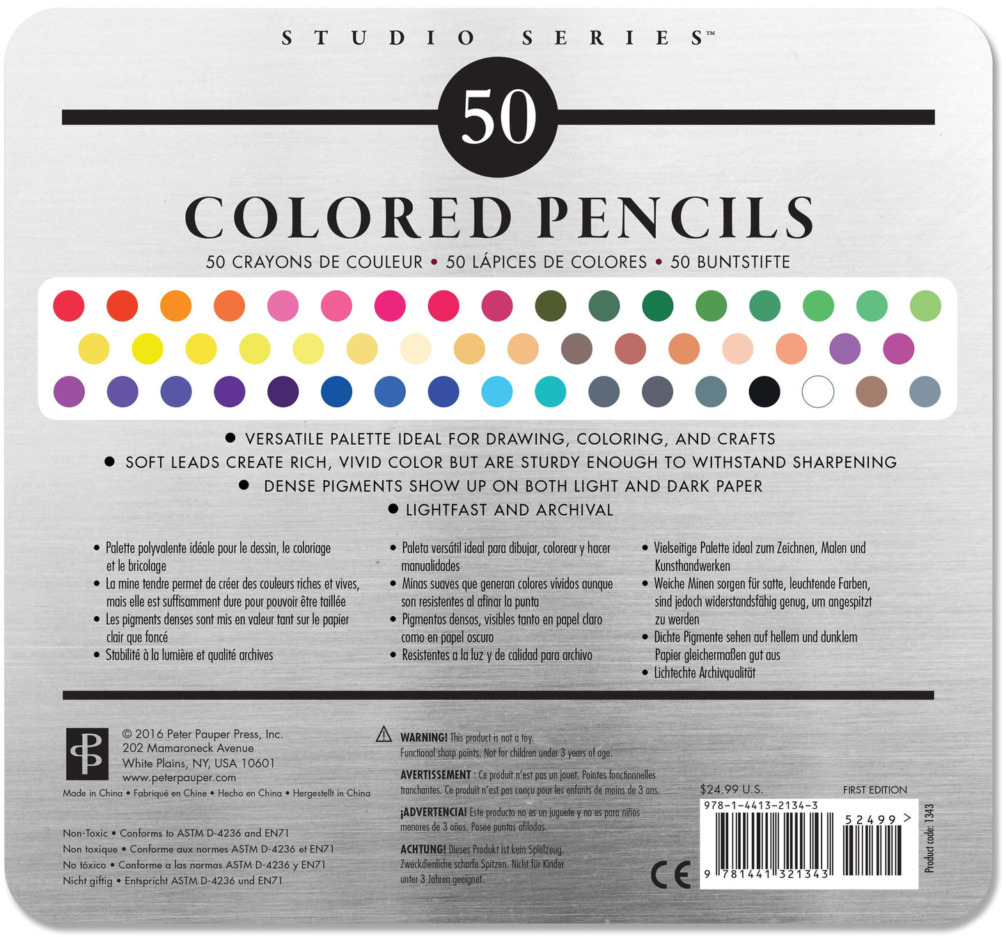 Art Center Colored Pencil Set 50 Piece in Storage Tin