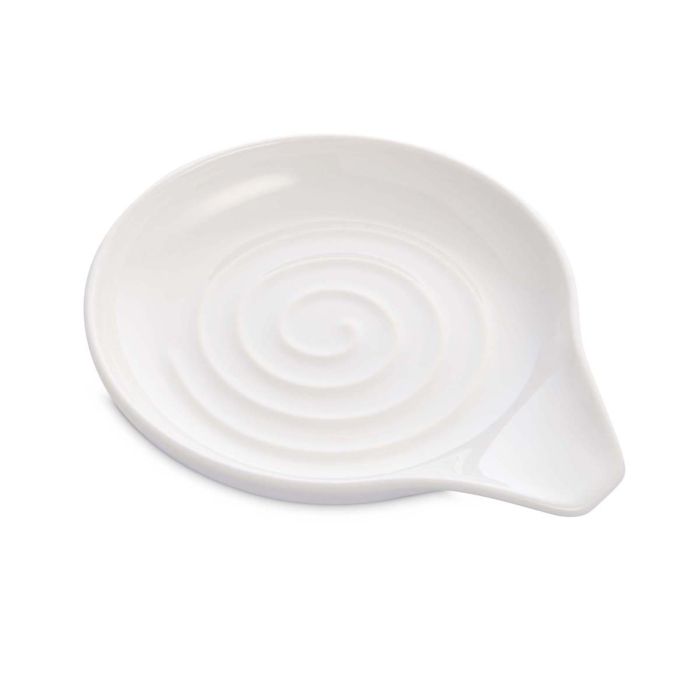 Spoon rest - Matte White Ceramic Swirl