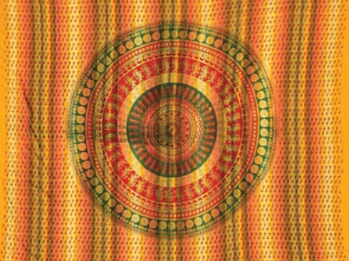 Tapestry Single Size Overprint Madras Bagru Yellow