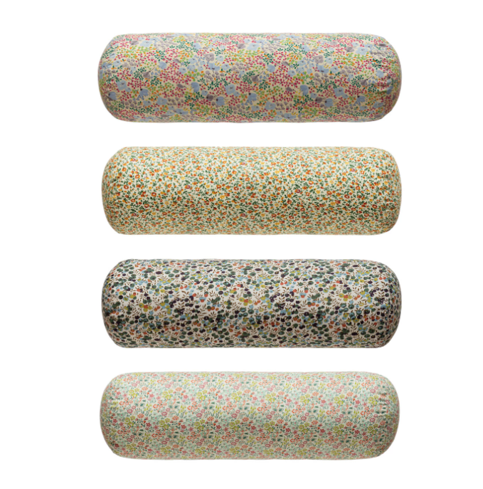 Pillow Bolster Cotton Ditsy Floral Pattern Multicolor 16.5" x 6"
