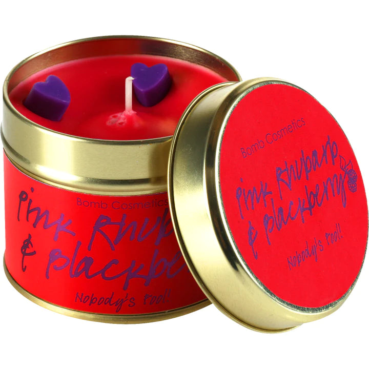 Tin Candle - Pink Rhubarb Blackberry