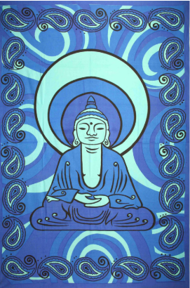 Tapestry Single Size Bubba Buddah Blue & Aqua