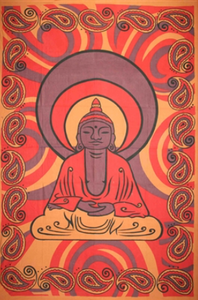 Tapestry Single Size Bubba Buddah Red & Yellow