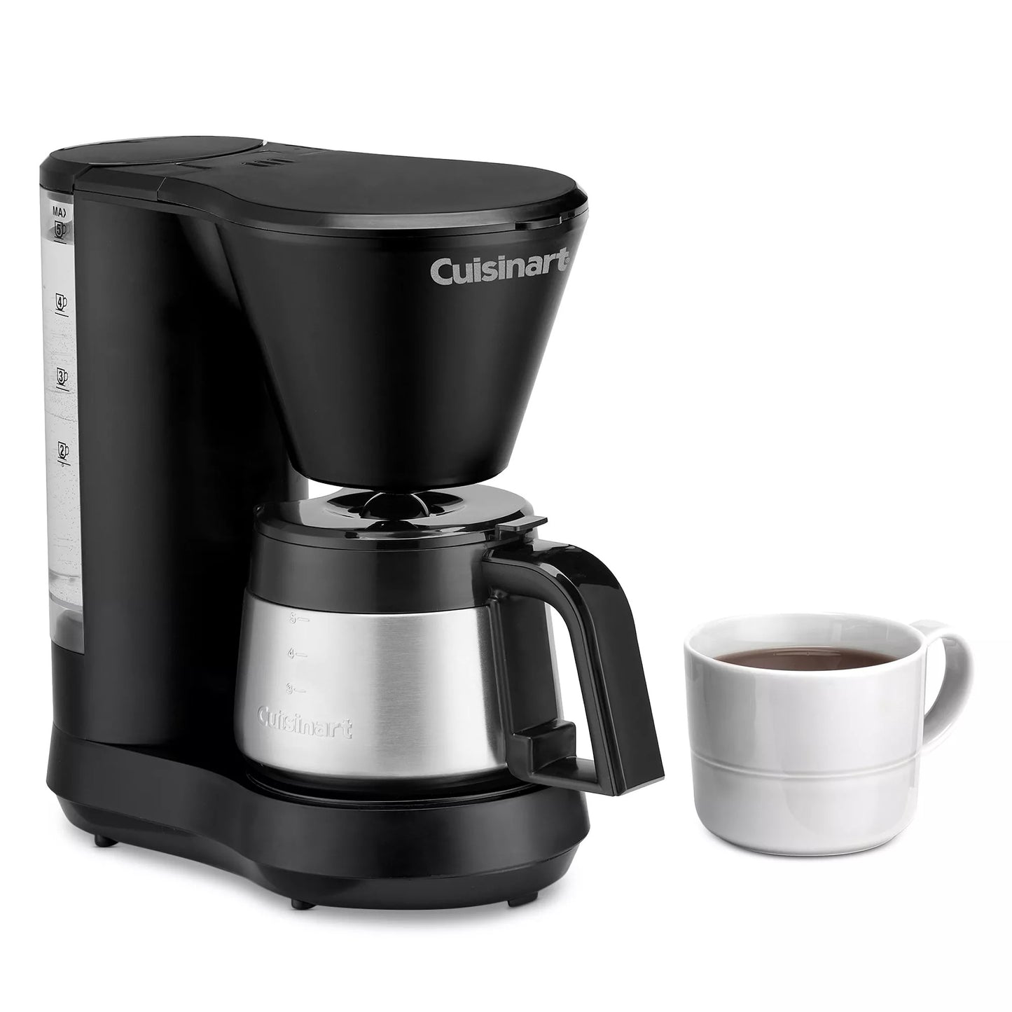 Electric Coffee Maker - Auto Off 5 Cup Black w/Stainless Steel Carafe