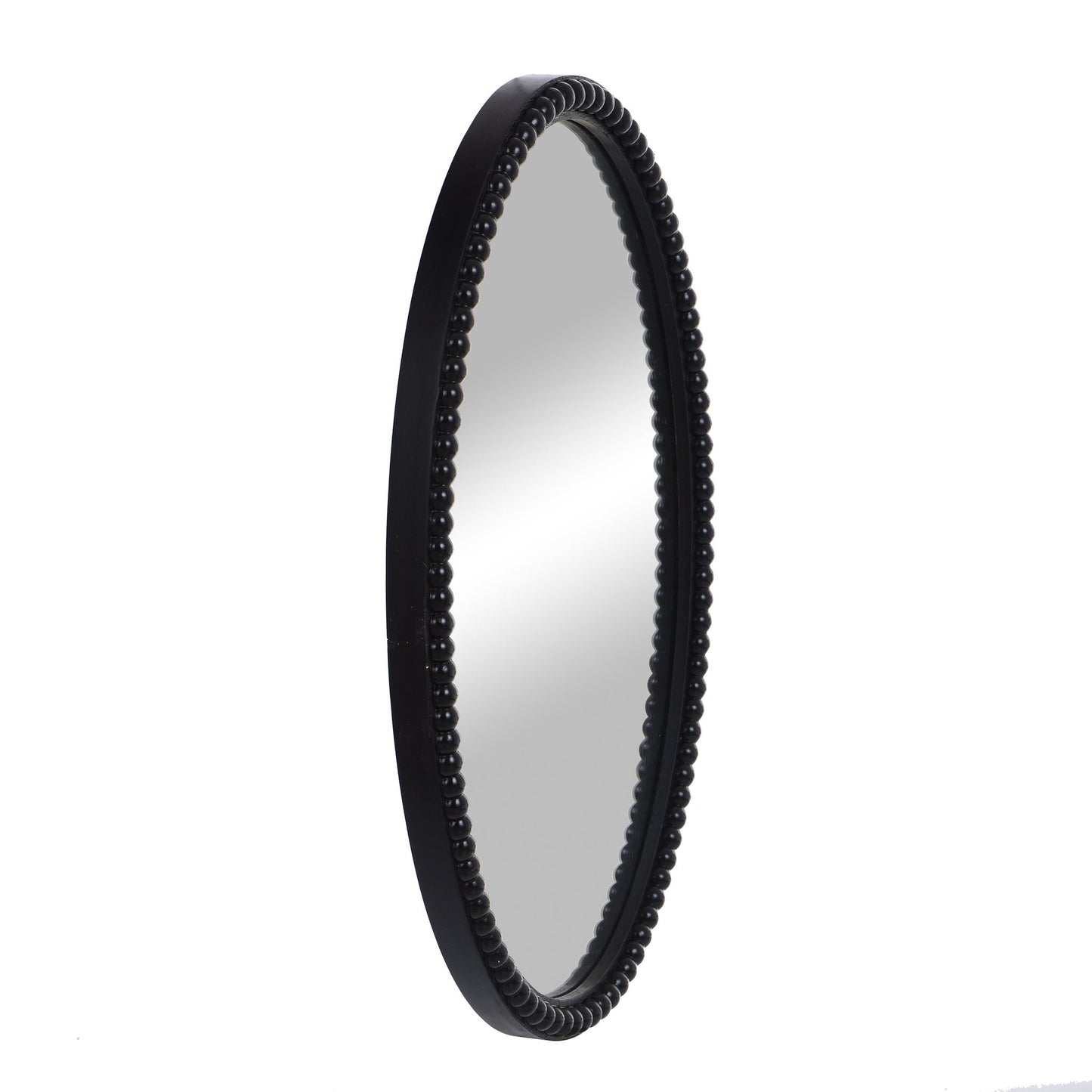 Mirror Oval Wooden Beaded Black 25in x 17in