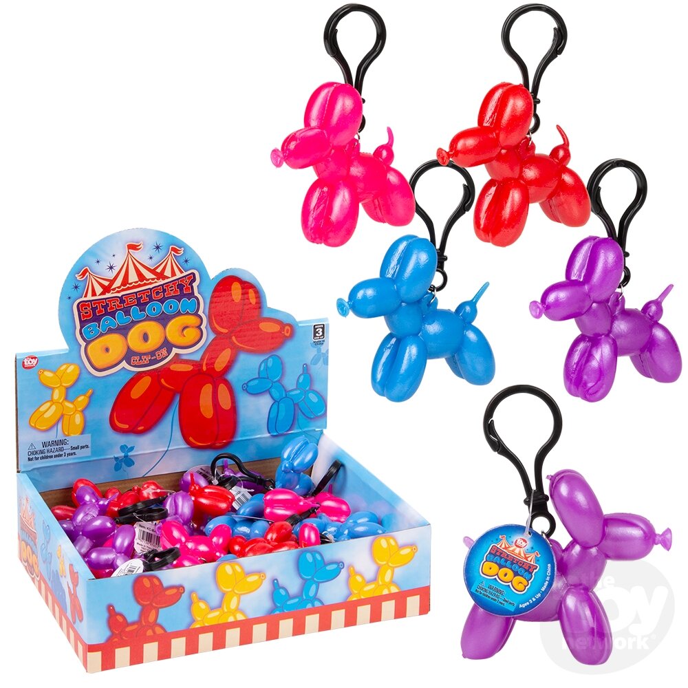 Stretchy Balloon Dog on Clip 2.4" (Sold Individually)