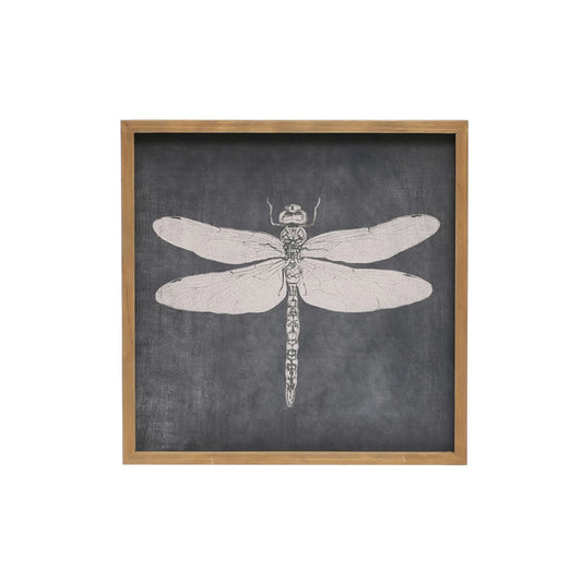 Wall Décor Wood Framed Dragonfly Black & Natural