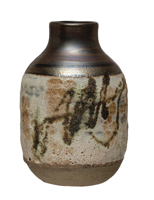 Vase Stoneware Reactive Glaze Multi Color