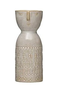 Vase Stoneware Face Beige Reactive Glaze (Each One Will Vary)