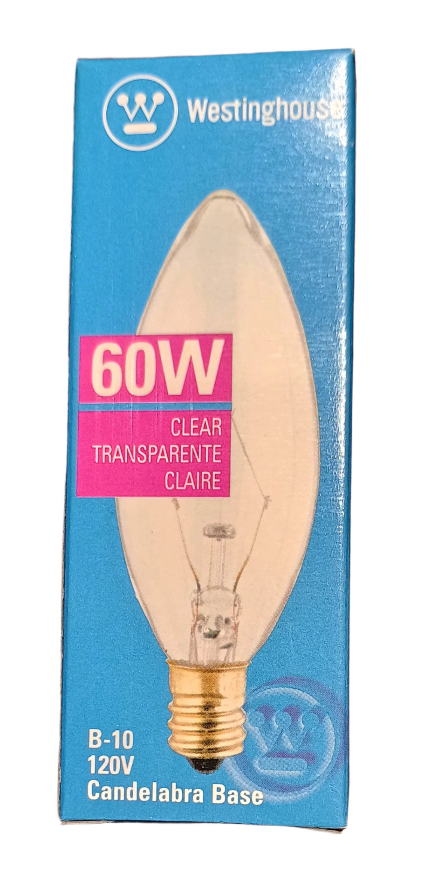Light Bulb Incandescent 60W Candle Candelabra Base Clear B10