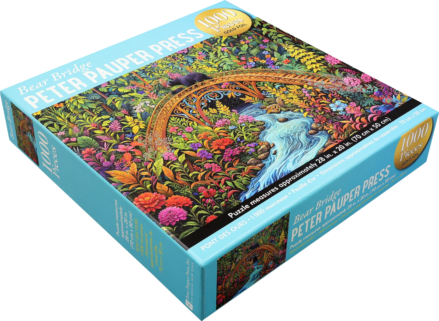 Puzzle 1000 Piece Bear Bridge with Gold Foil Highlights