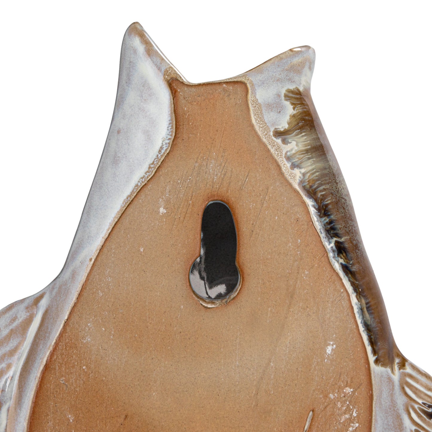 Wall Vase Stoneware Fish White & Tan 11.75"H