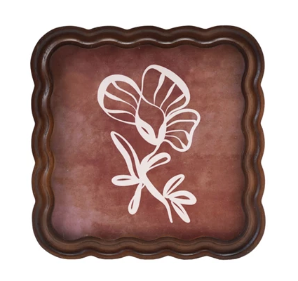 Frame Scalloped Rubberwood Dark Brown Holds 8" x 8"