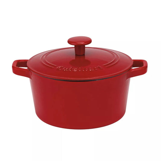 Pot - Enameled Round Cast Iron Casserole 3 QT, Cardinal Red