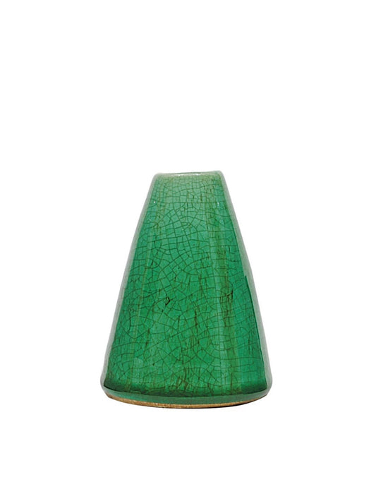 Vase Glazed Terracotta Cone Shape Turquoise 4" Extra Small