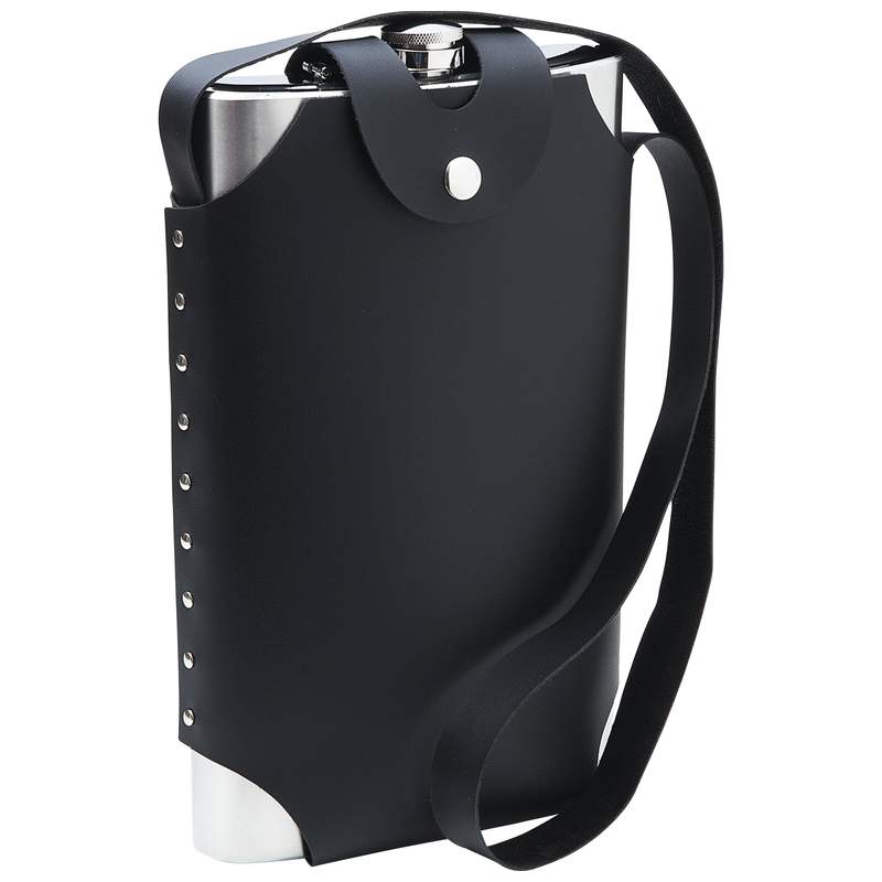 Flask - Maxam Jumbo Stainless Steel w/ Sheath and Shoulder Strap 24oz