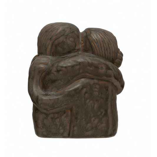 Decor Stoneware Hugging Figures Reactive Glaze Brown