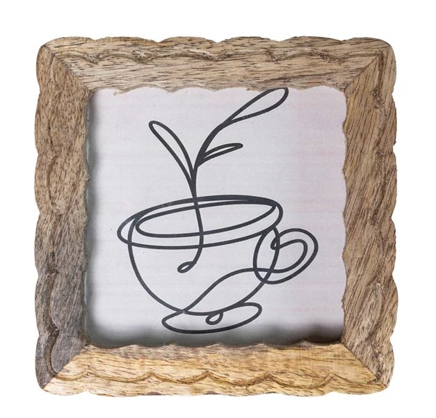 Frame Carved Mango Wood Natural Holds 3.5" x 3.5"