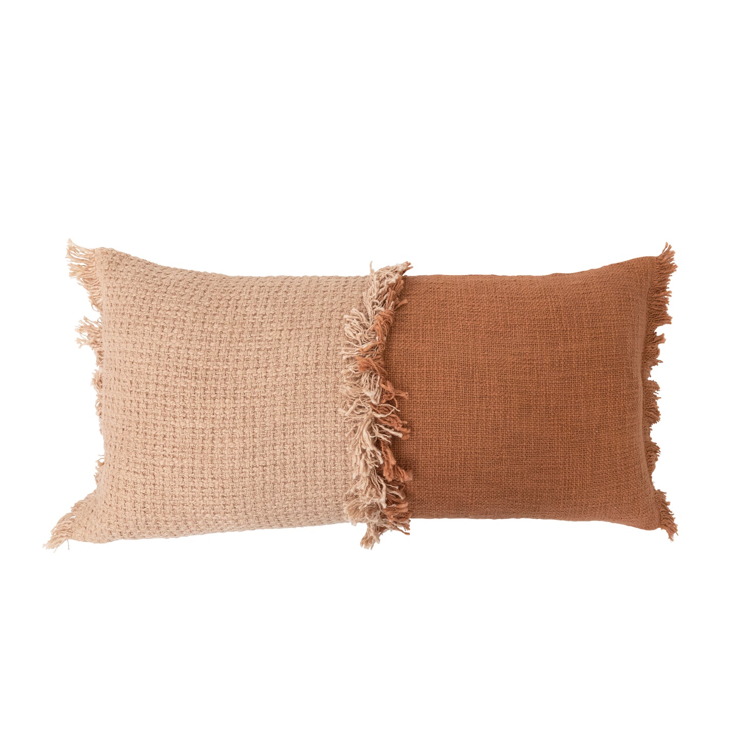 28in x 14in Woven Cotton Lumbar Pillow with Fringe