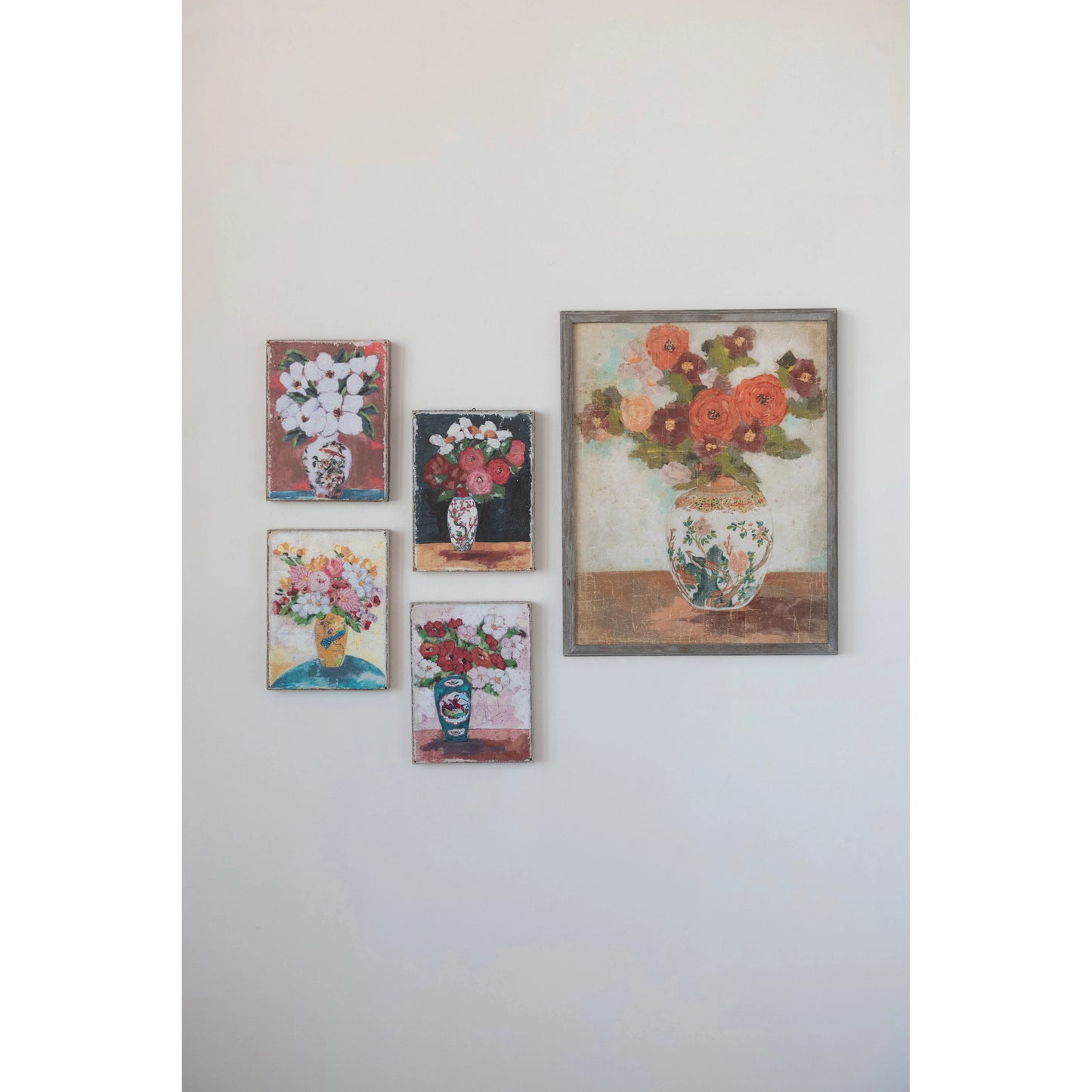 Wall Décor Canvas Flowers in Vase 4 Styles 12"h (Sold Separately)
