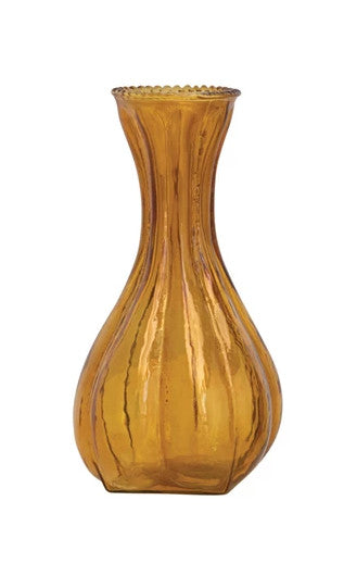 Vase Debossed Glass Orange 6.25" High Large