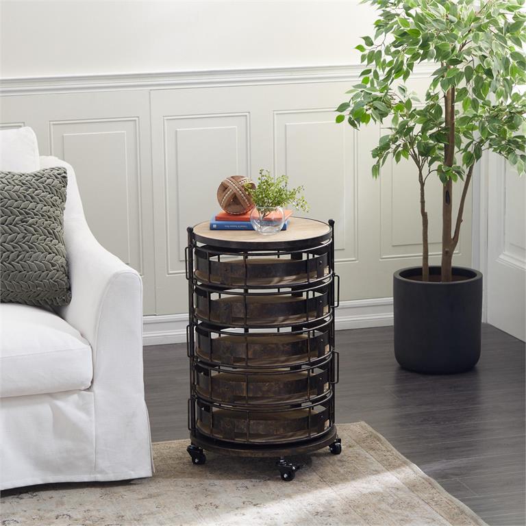 Brown metal Kitchen Rolling Cart - 6 Shelves