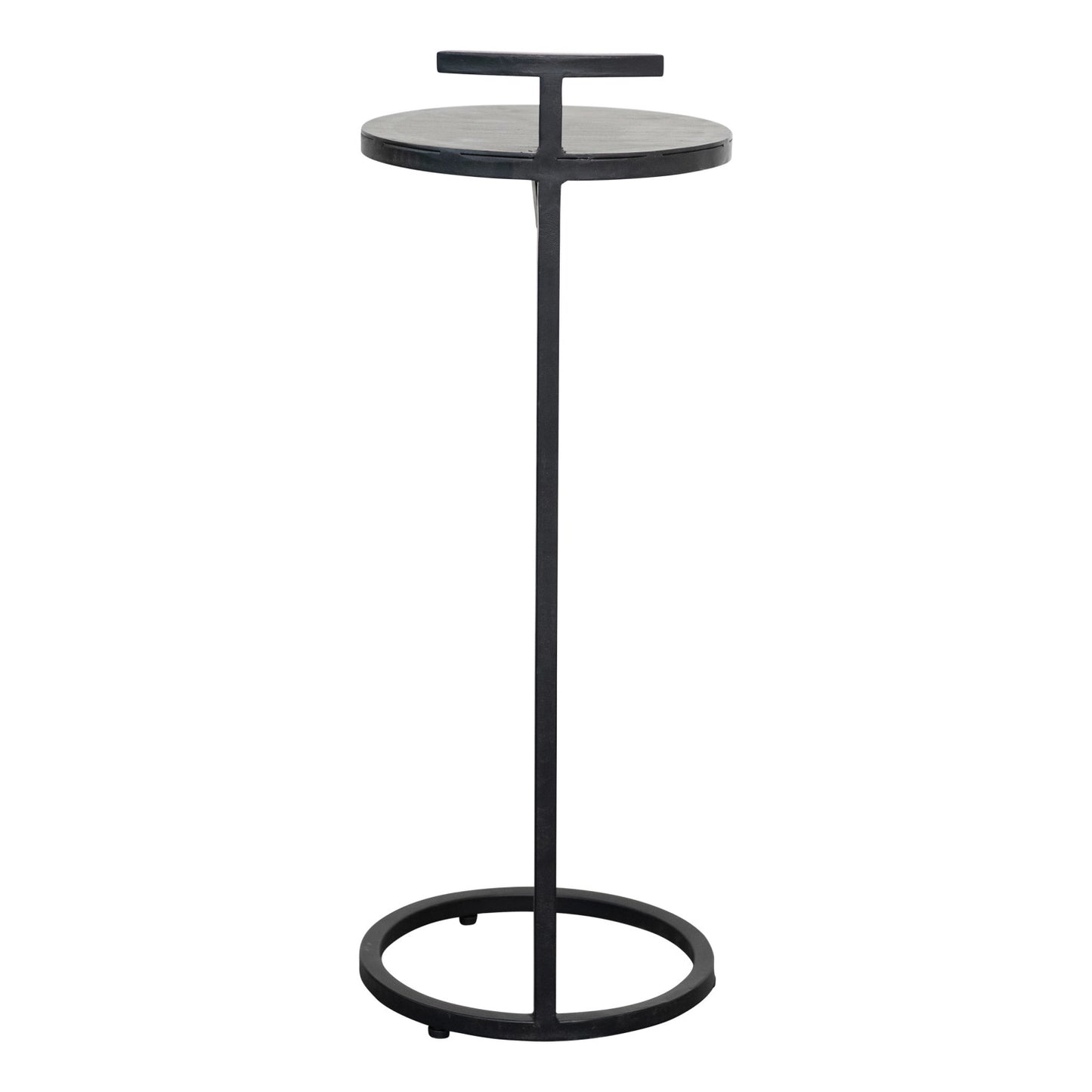 Table With Handle Metal Matte Black 10" Round x 26.5"H