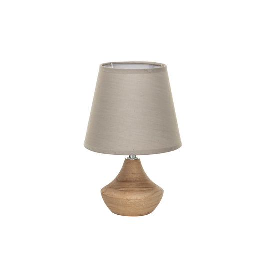 Eucalyptus Wood Table Lamp with Linen Shade