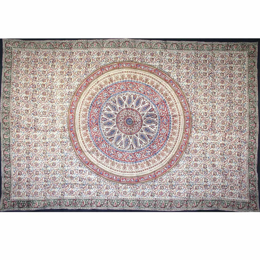 Tapestry Full Size Kalamkari Circle Red / Green