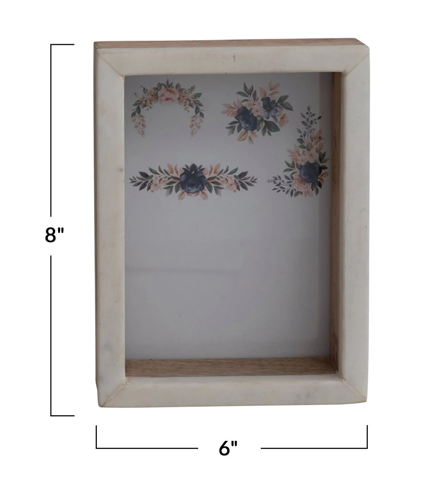 Frame Shadow Box Marble & Mango Wood Holds 5"x 7"