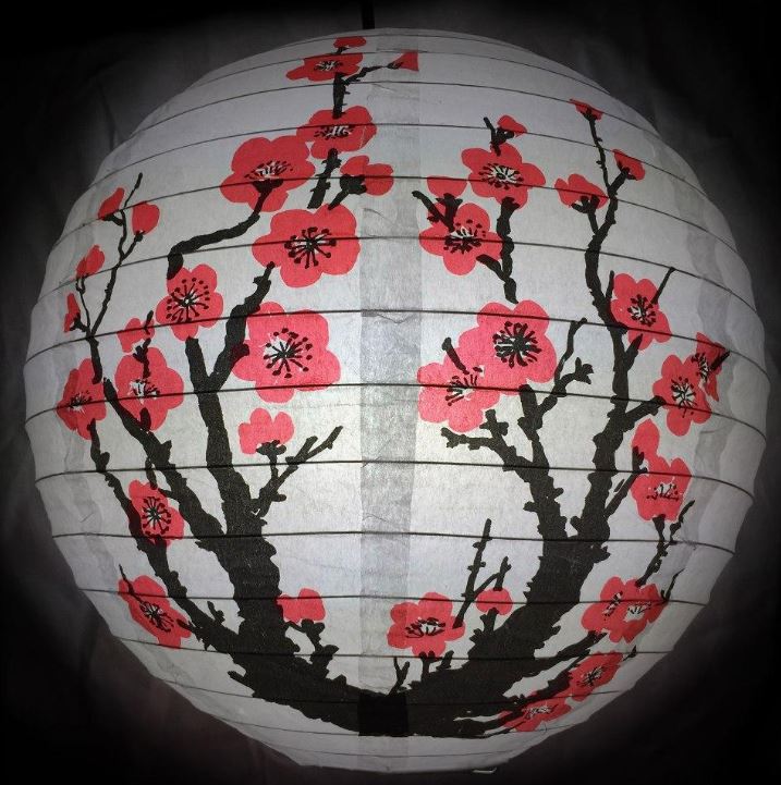 Paper Lantern 14in Patterned Japanese Plum Tree