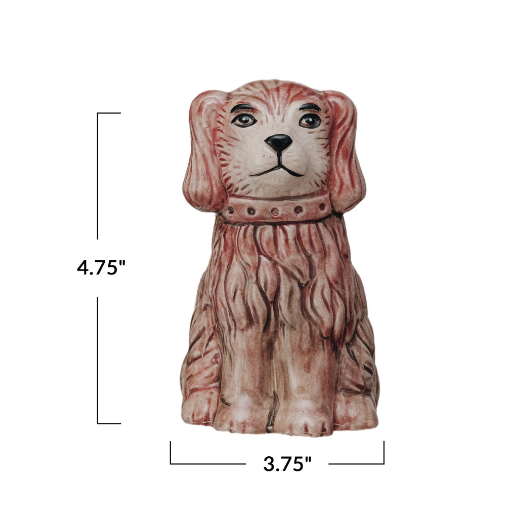 Vase Stoneware Vintage Reproduction Dog Pink 4.75"h