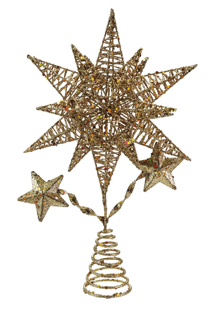 Tree Topper - Metal Star - Gold Glitter Finish