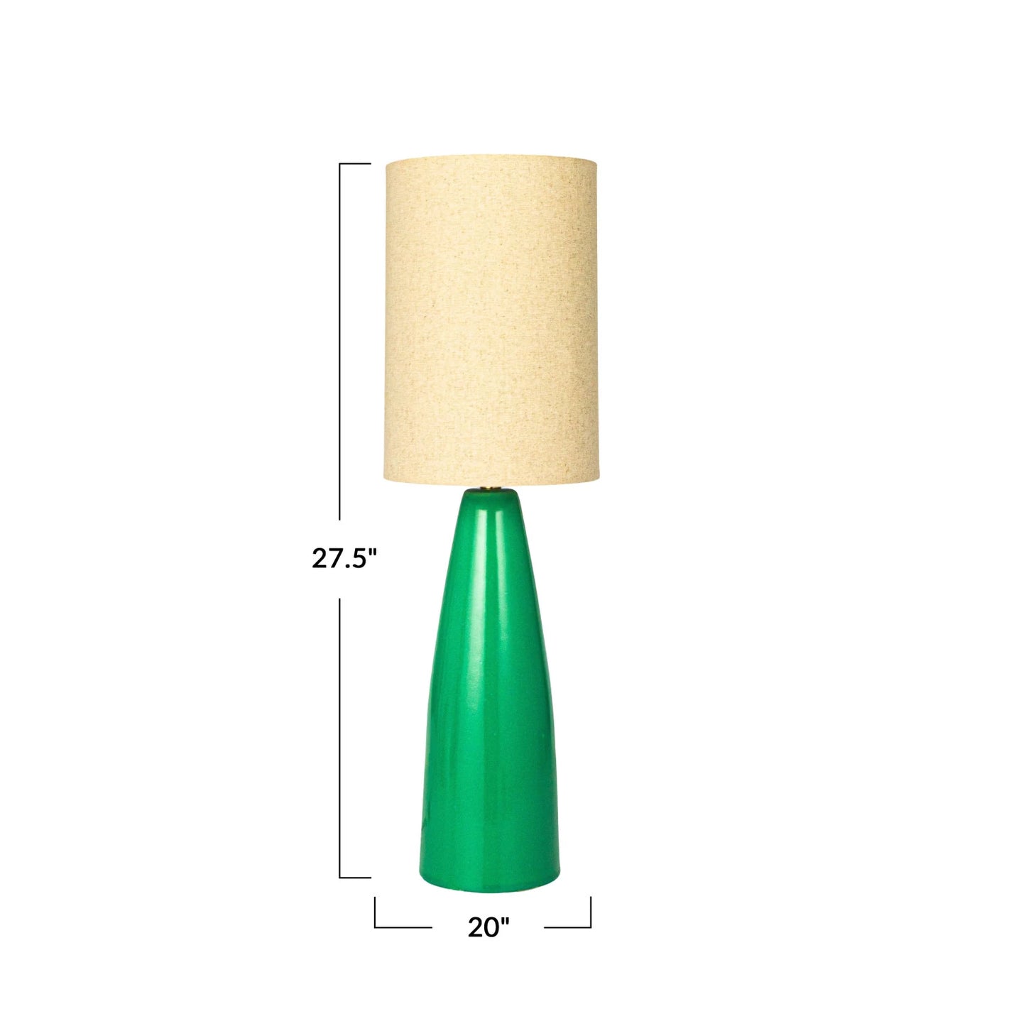 Lamp Tabletop Ceramic Green 27.5"h