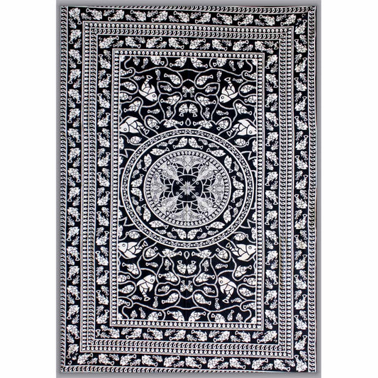 Tapestry Single Size Black/White Fish
