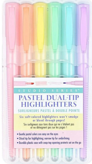 Art Center Highlighters Dual Tip Pastel 6 Colors