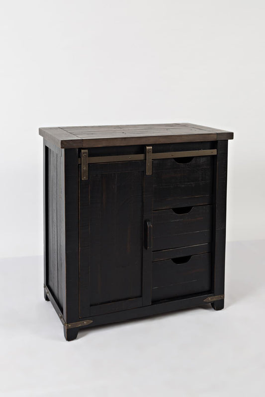 Madison County 32in Barn Door Accent Cabinet Vintage Black